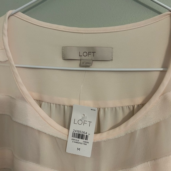 LOFT Women's Blouse with Sheer Striped Sleeves - Picture 2 of 3